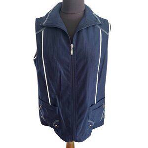 Allison Dailey Navy Blue Sleeveless Zip Up Vest, Size 12